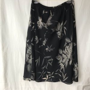 Penningtons Plus Size Elastic Waist A-Line Skirt, Black/Tan Print, Size 16